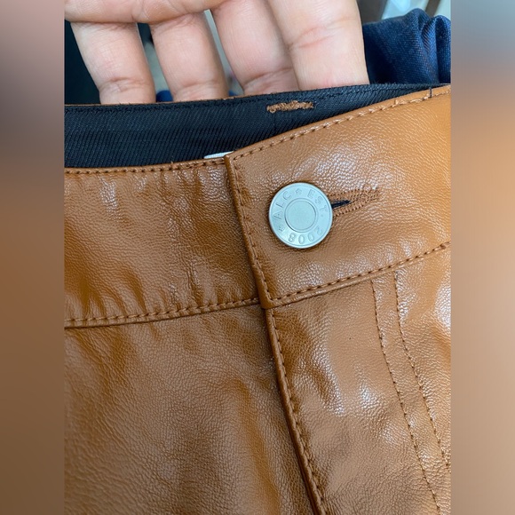 ALC Freddie Faux Leather Boot Cut Jeans Cognac NWOT - Picture 7 of 13